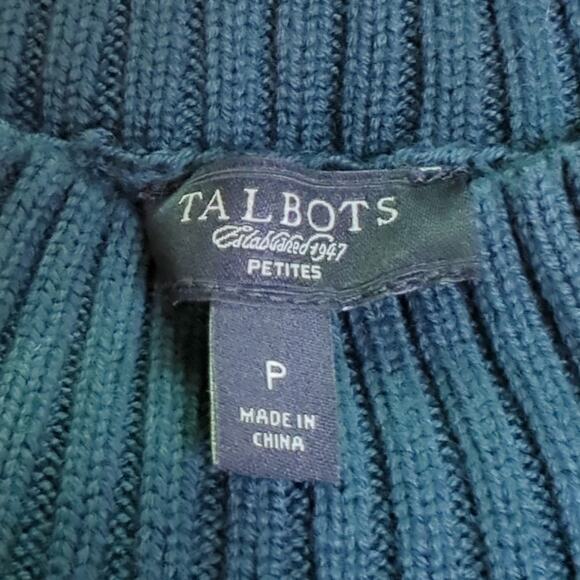 Talbots Green Cable Knit Sweater Petite Small - Picture 3 of 6